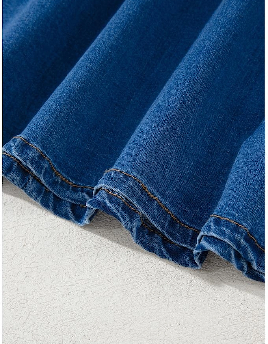 Sail Blue Square Neck Bowknot A-line Sleeveless Denim Dress