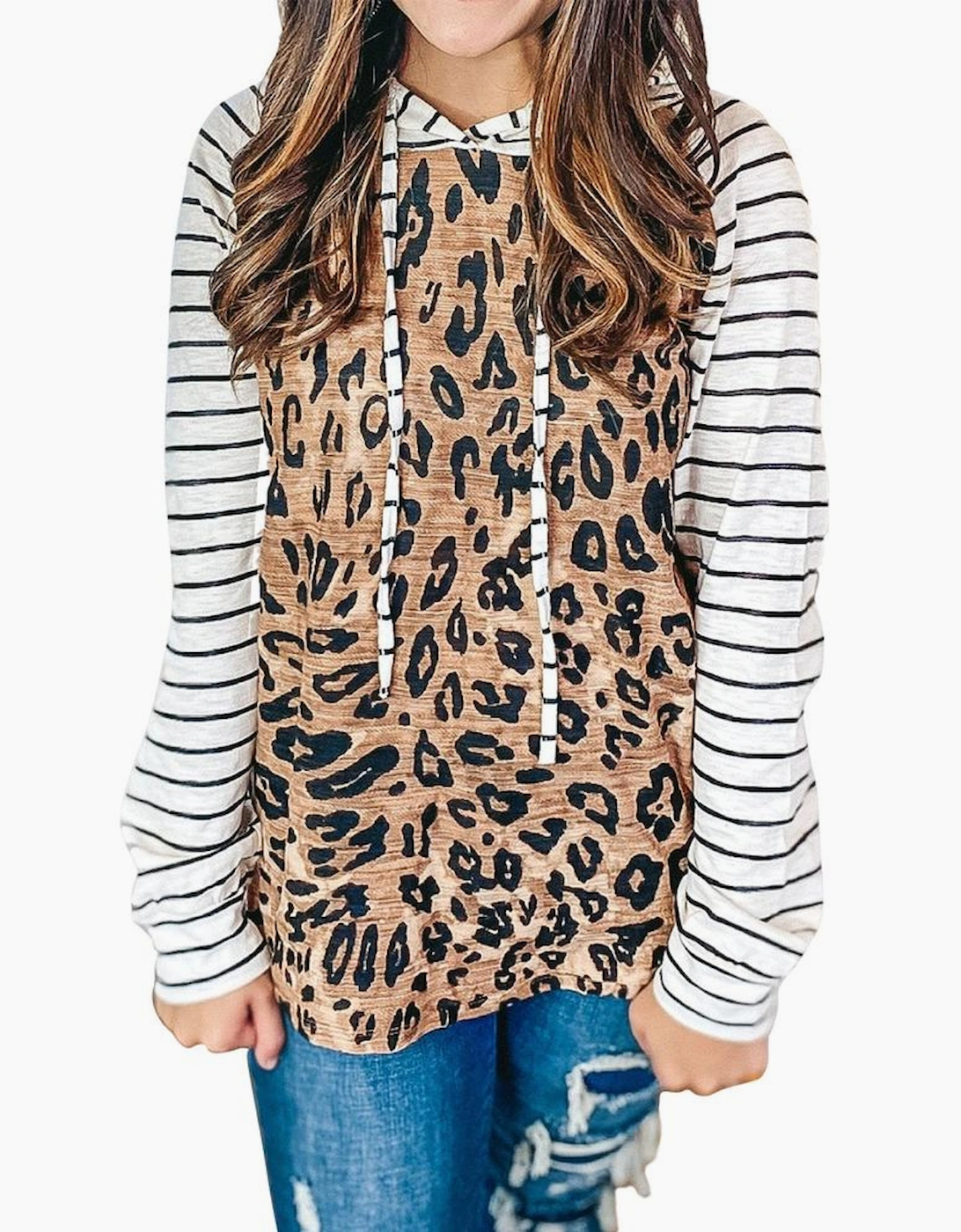 Azura Exchange Patchwork Striped Hoodie