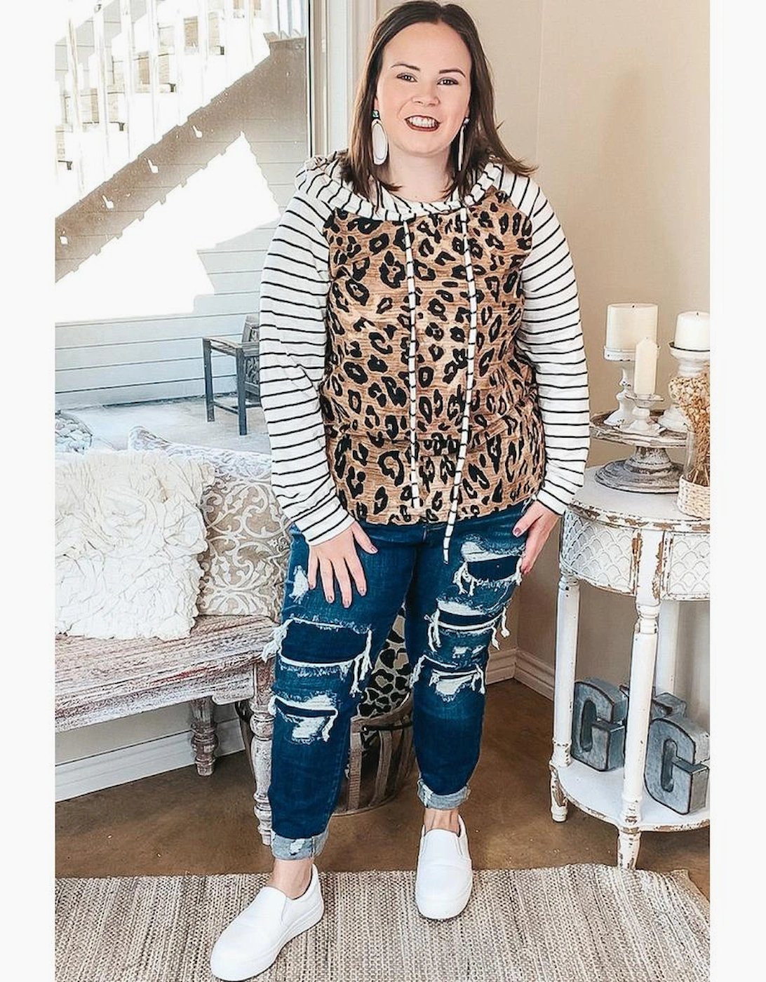 Azura Exchange Patchwork Striped Hoodie