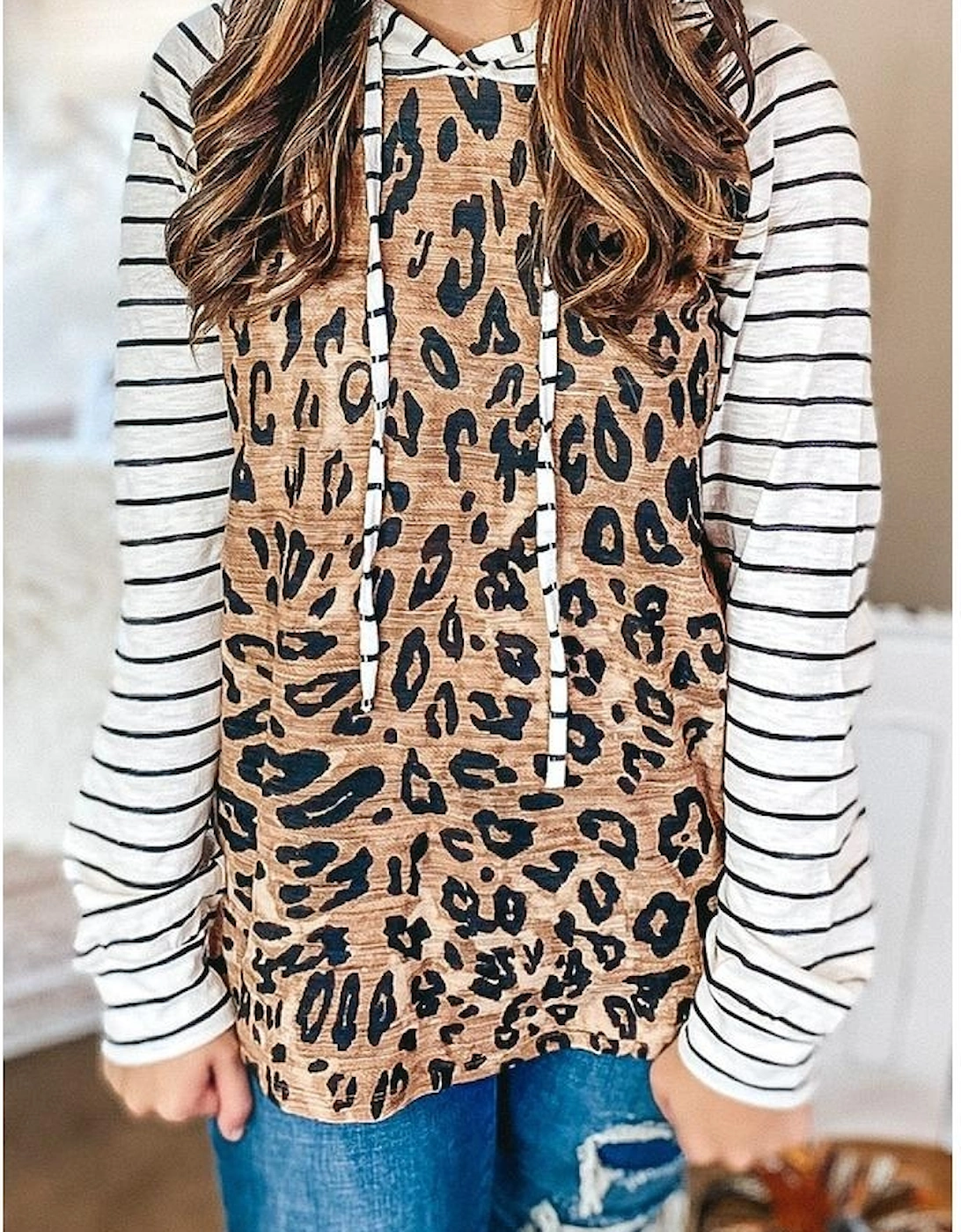 Azura Exchange Patchwork Striped Hoodie