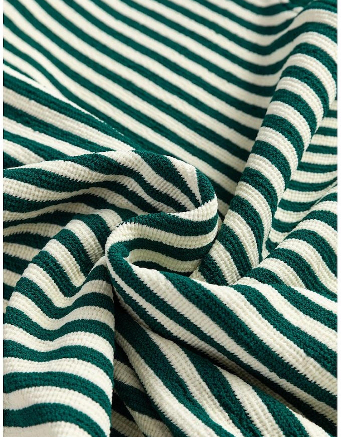 Green Stripe Loose Drop Shoulder Long Sleeve Top