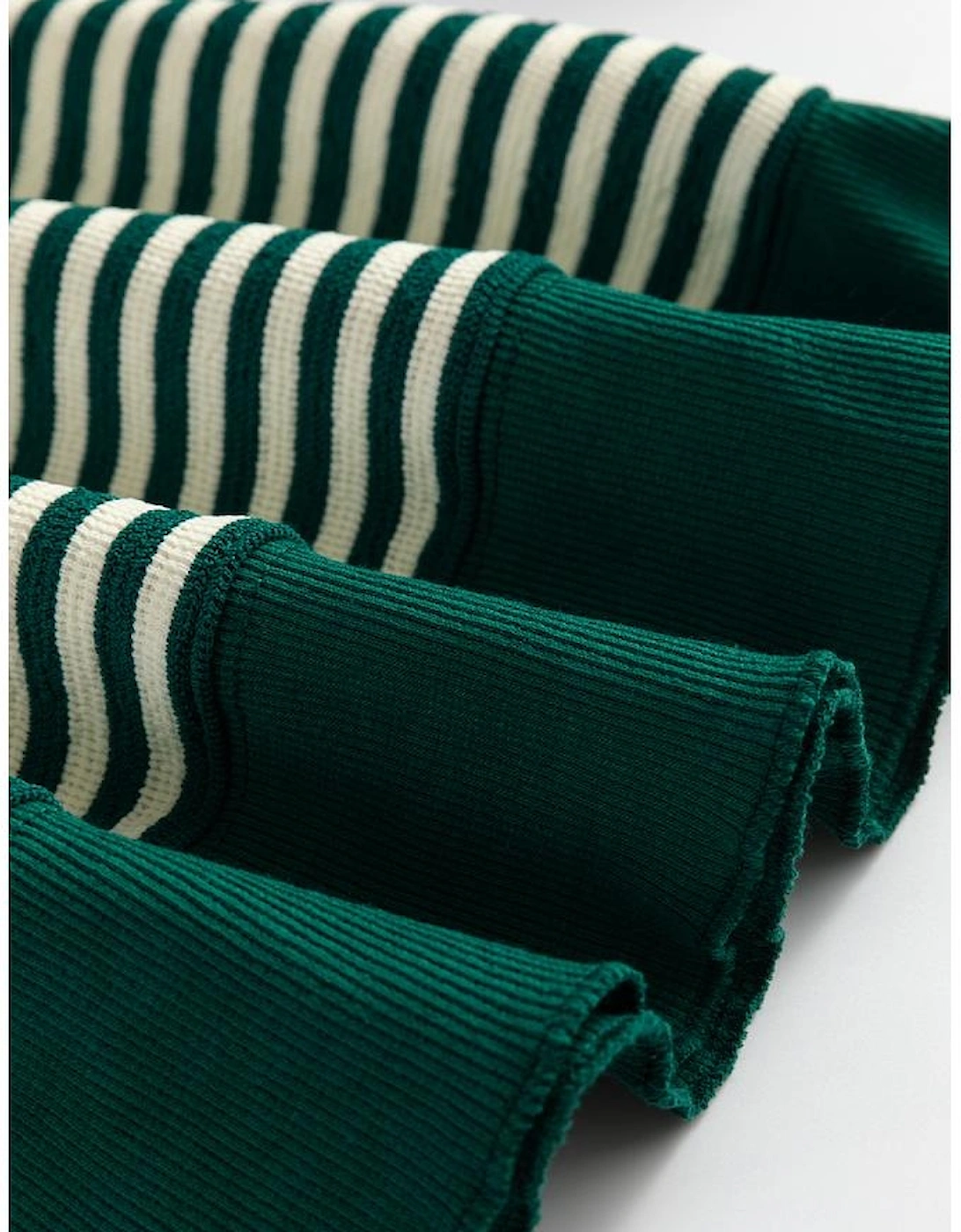 Green Stripe Loose Drop Shoulder Long Sleeve Top