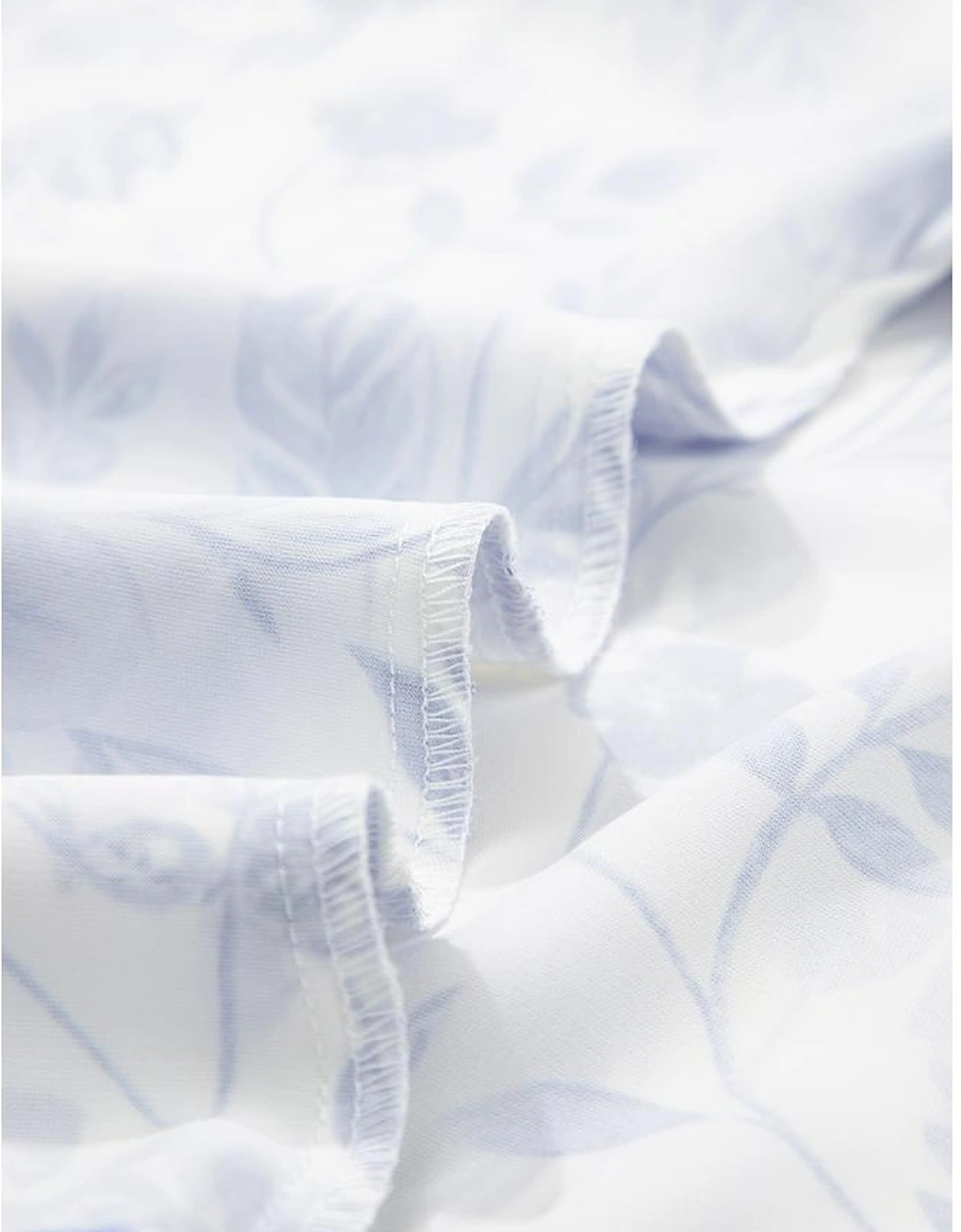 Blue Elegant Floral Print Ricrac Trim Short Sleeve Blouse