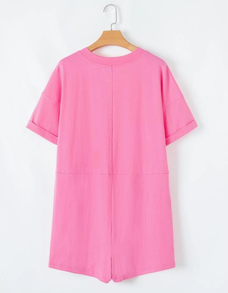 Bonbon Loose Half Sleeve V Neck Knit Romper