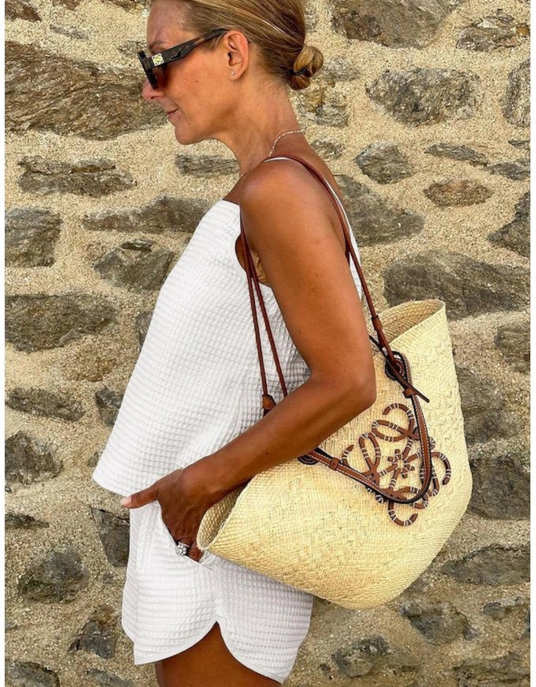 White Waffle Knit Textured Spaghetti Straps Cami and Shorts Set