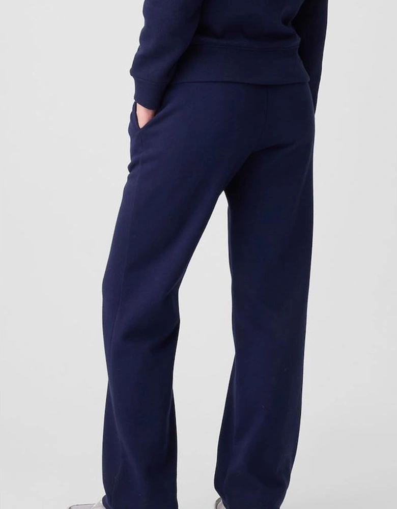 Navy Blue Solid Color Fleece Lined Drawstring Waist Casual Pants