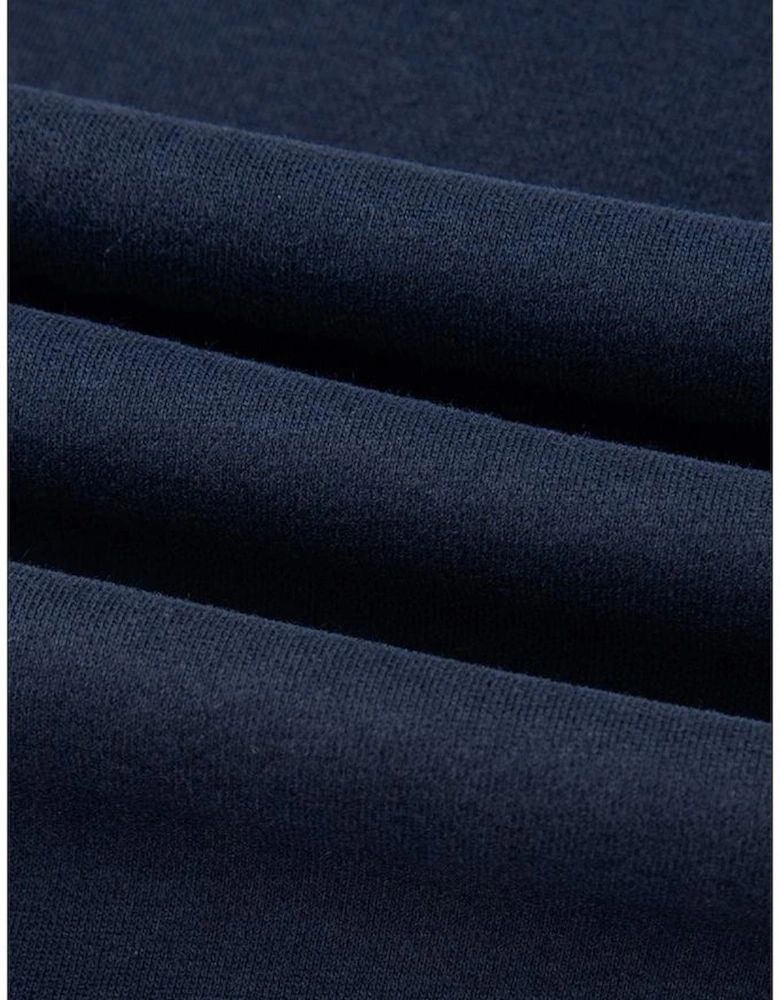 Navy Blue Solid Color Fleece Lined Drawstring Waist Casual Pants