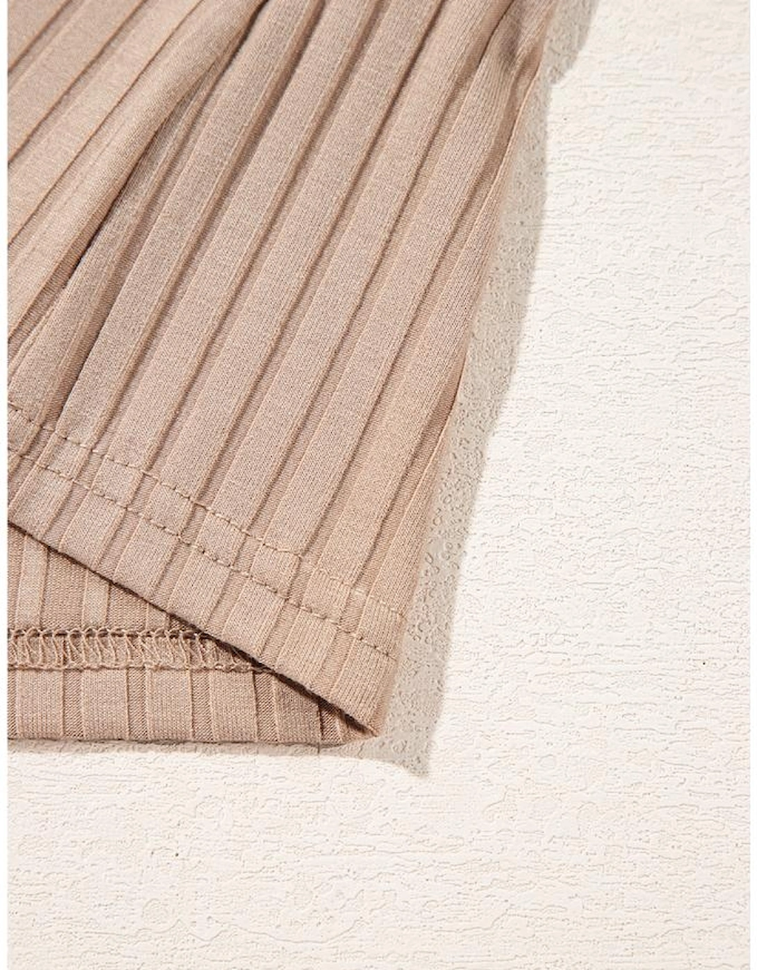 Straw Yellow Ribbed Knit V Neck Long Sleeve Slim Fit Top