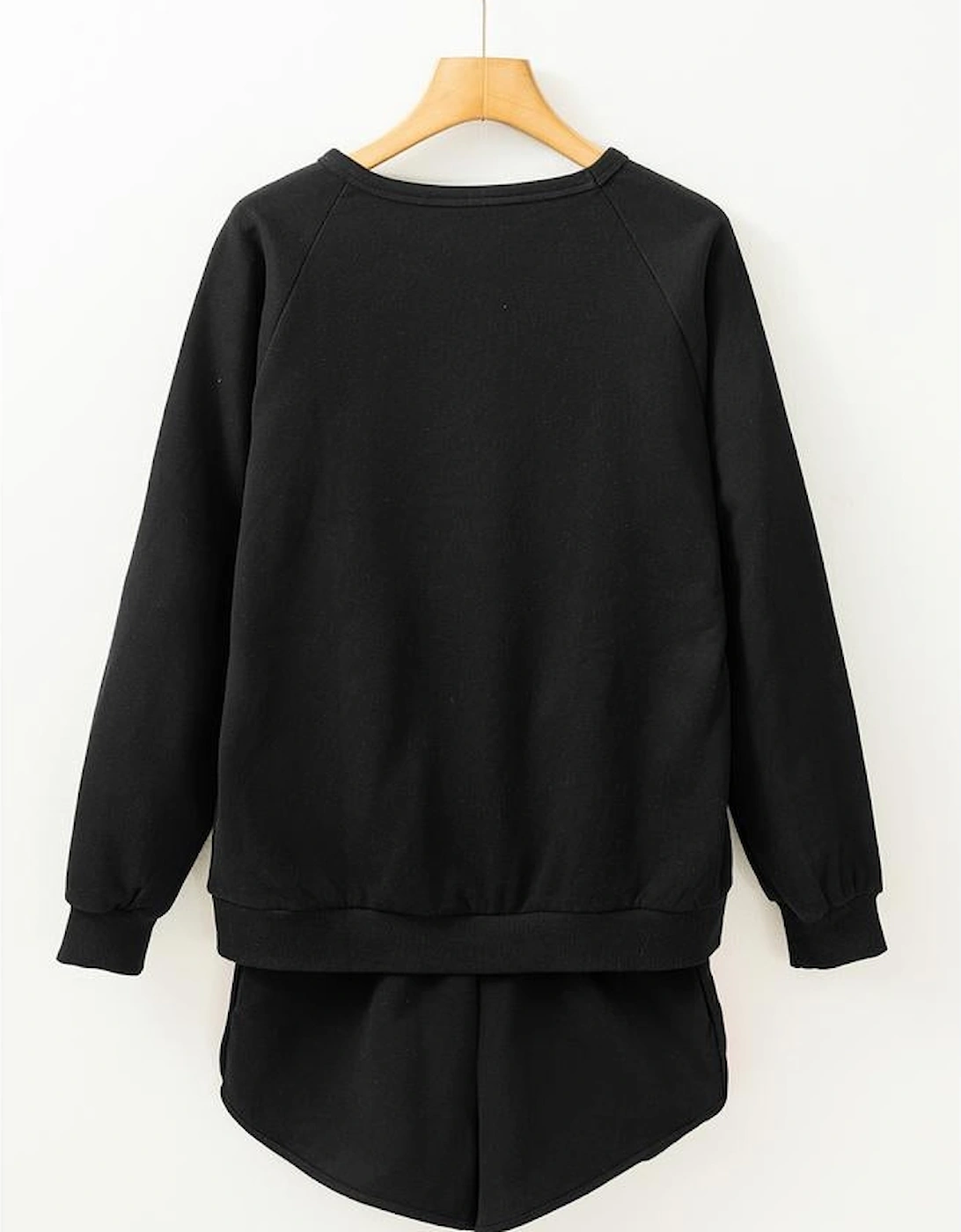 Black Striped Accent Pullover and Shorts Two Piece Casual Set