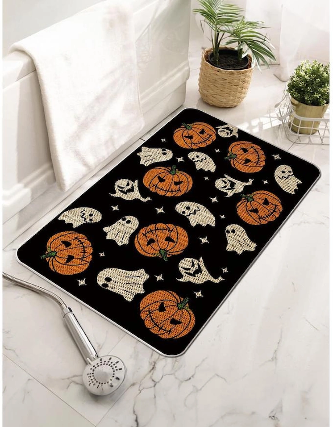 Azura Exchange Black Halloween Pumpkin Ghost Print Door Ground Mat