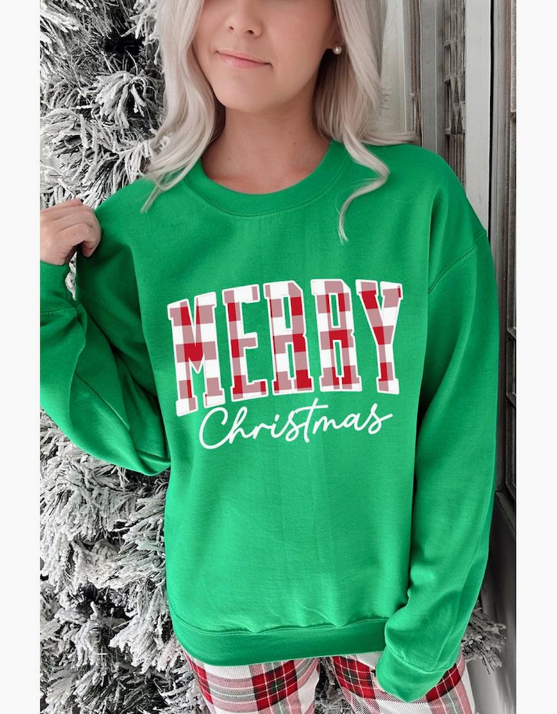 Dark Green Merry Christmas Heat Transfer Graphic Sweatshirt