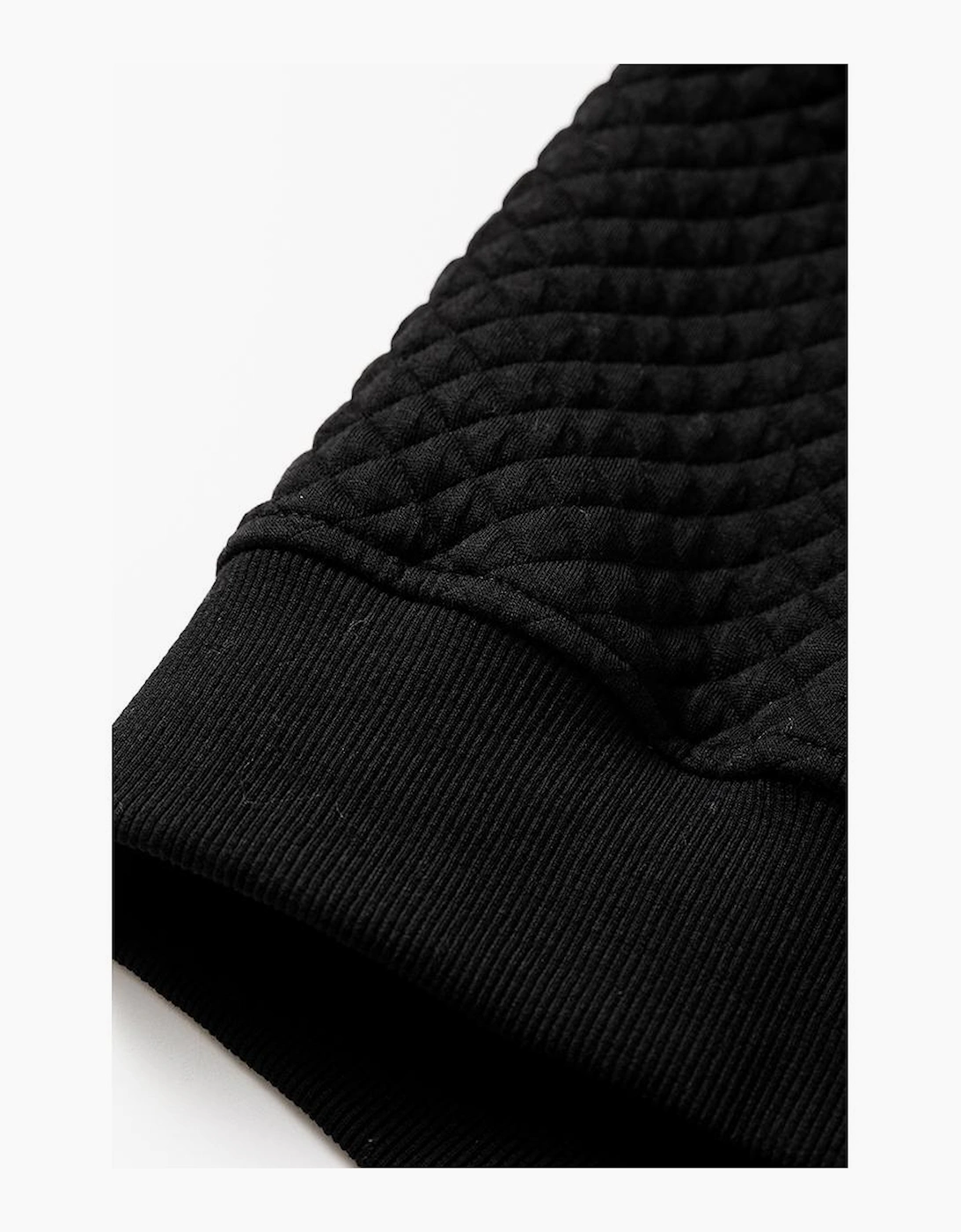 Black Quilted Side Pockets Zipper Hooded Jacket