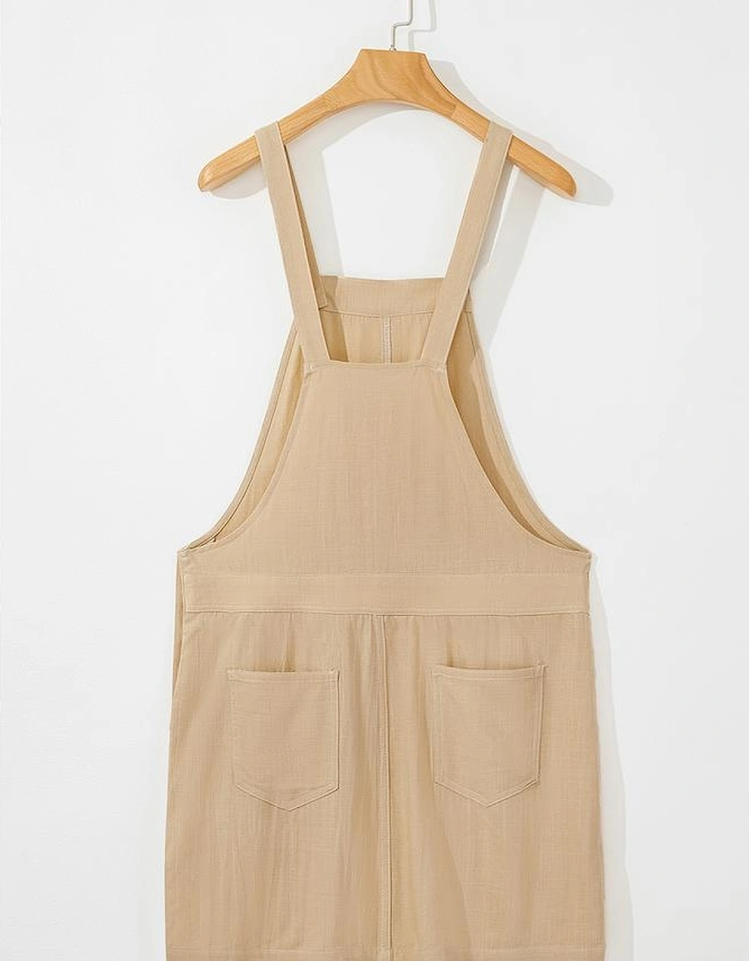 Parchment Side Buttons Sleeveless Overall Mini Dress