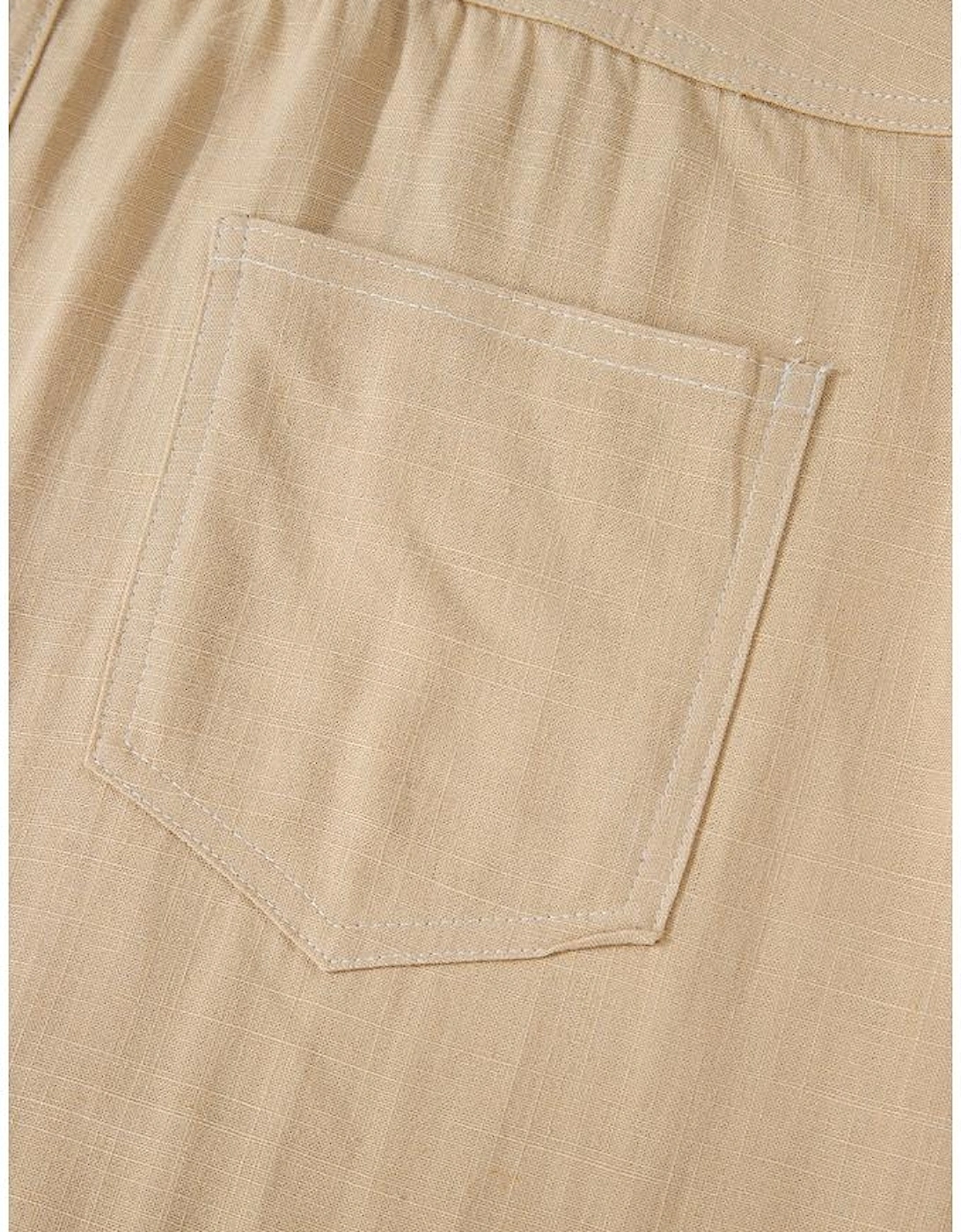 Parchment Side Buttons Sleeveless Overall Mini Dress