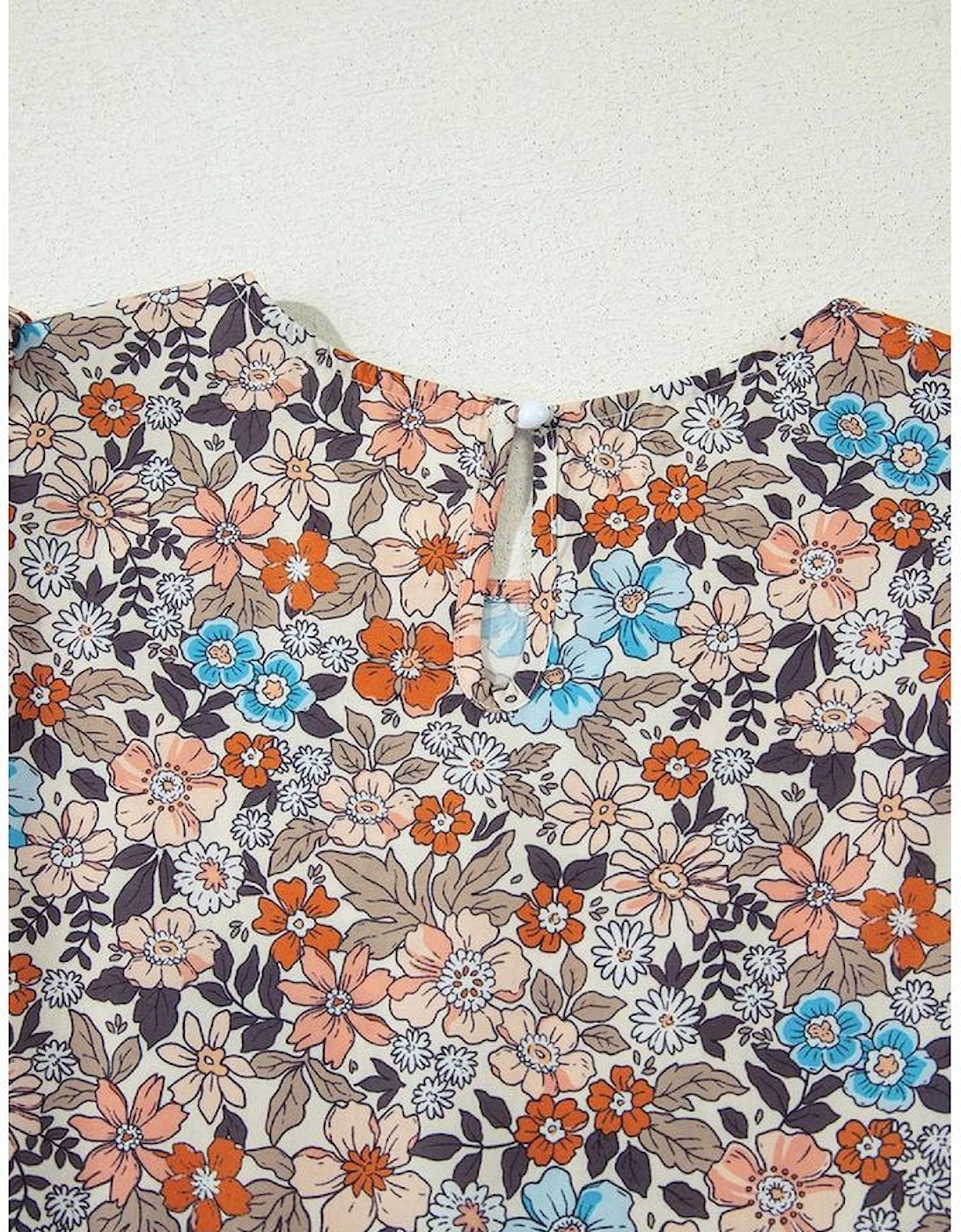 Apricot Bohemian Floral Print Short Puff Sleeve Mini Dress