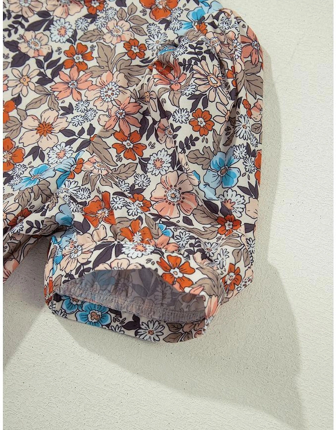 Apricot Bohemian Floral Print Short Puff Sleeve Mini Dress