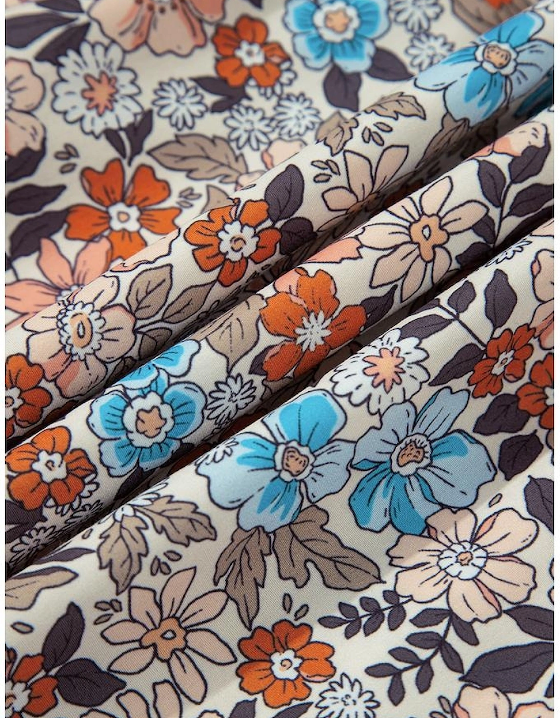 Apricot Bohemian Floral Print Short Puff Sleeve Mini Dress