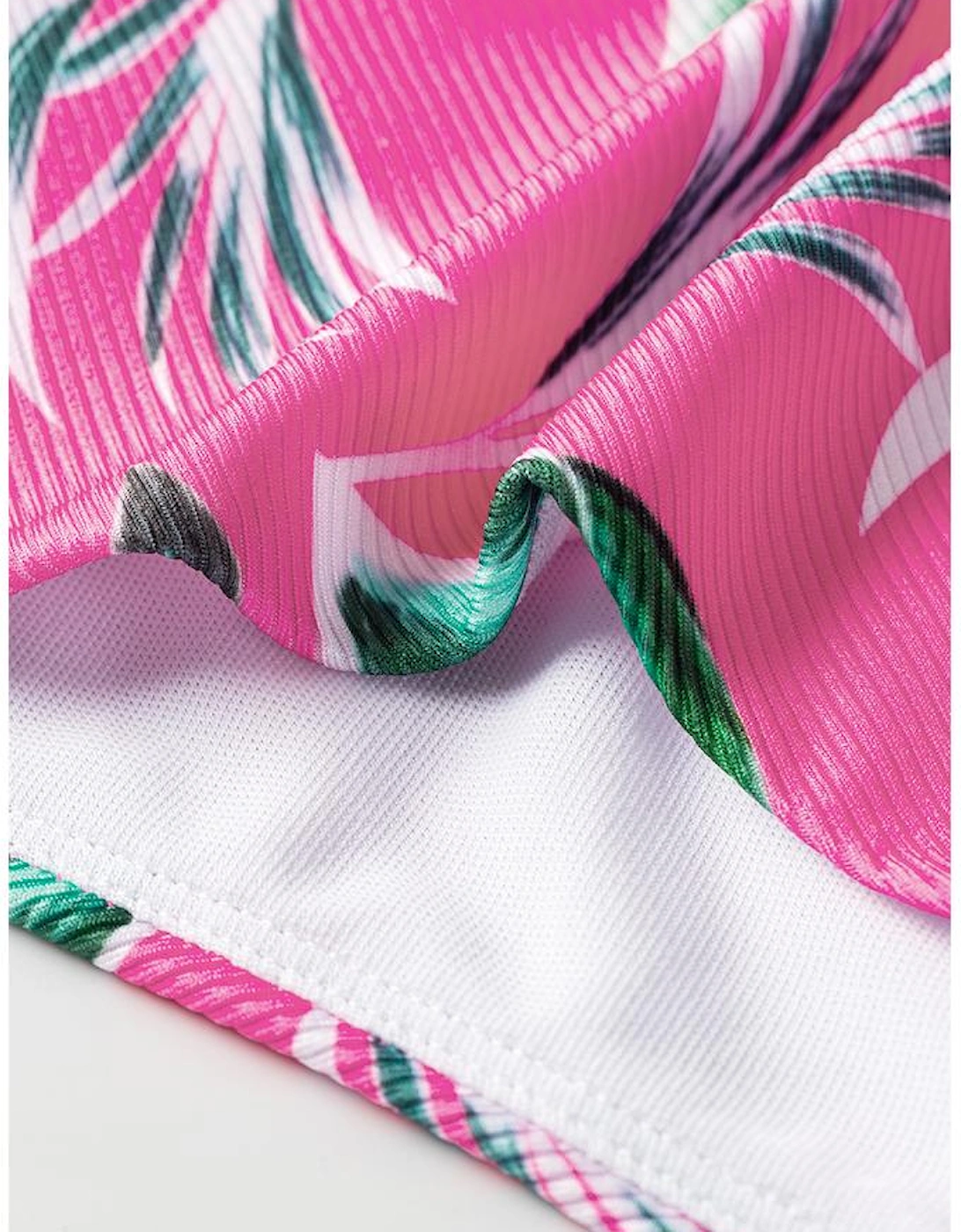 Rose Tropical Print Textured Bikini Bottoms