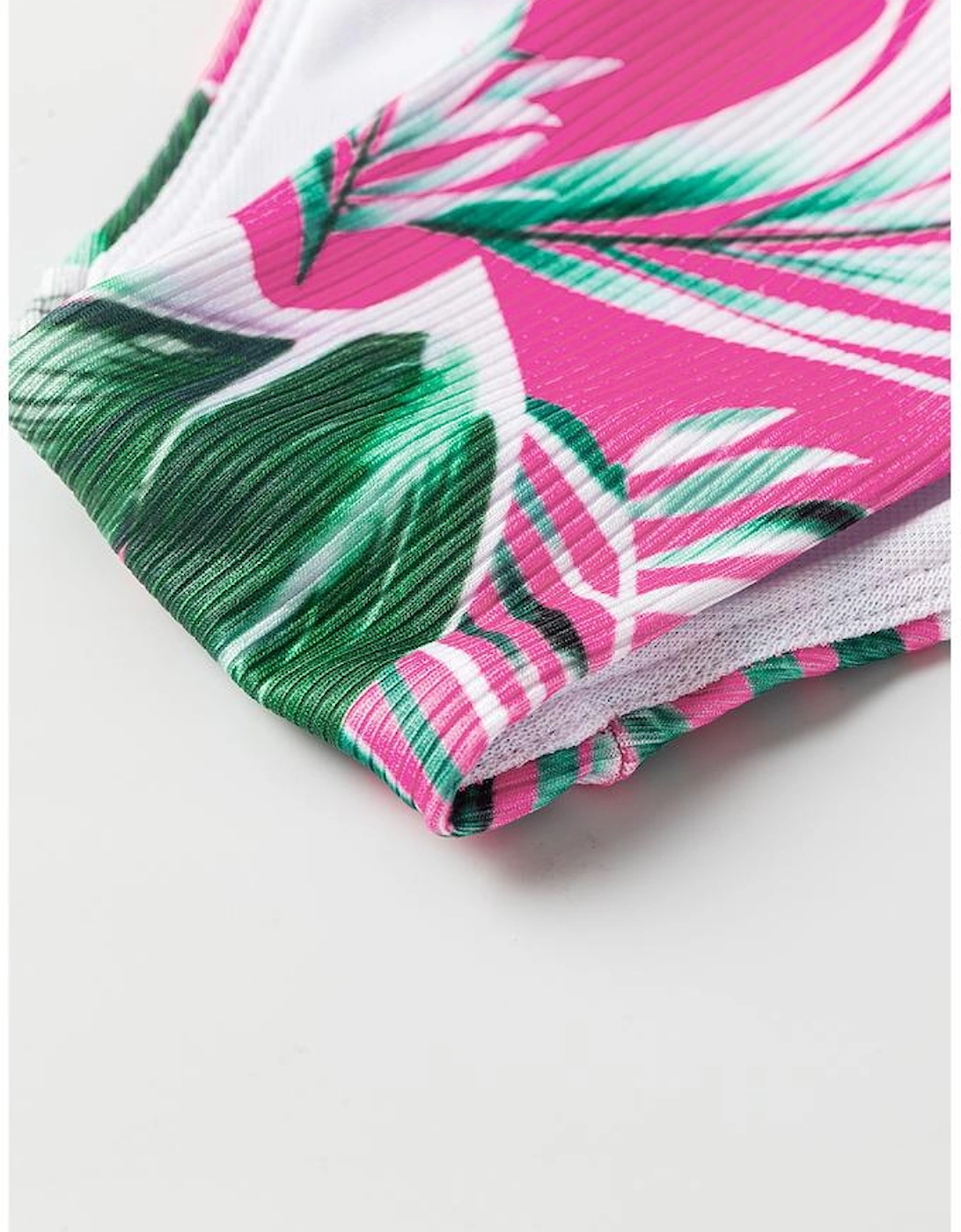 Rose Tropical Print Textured Bikini Bottoms