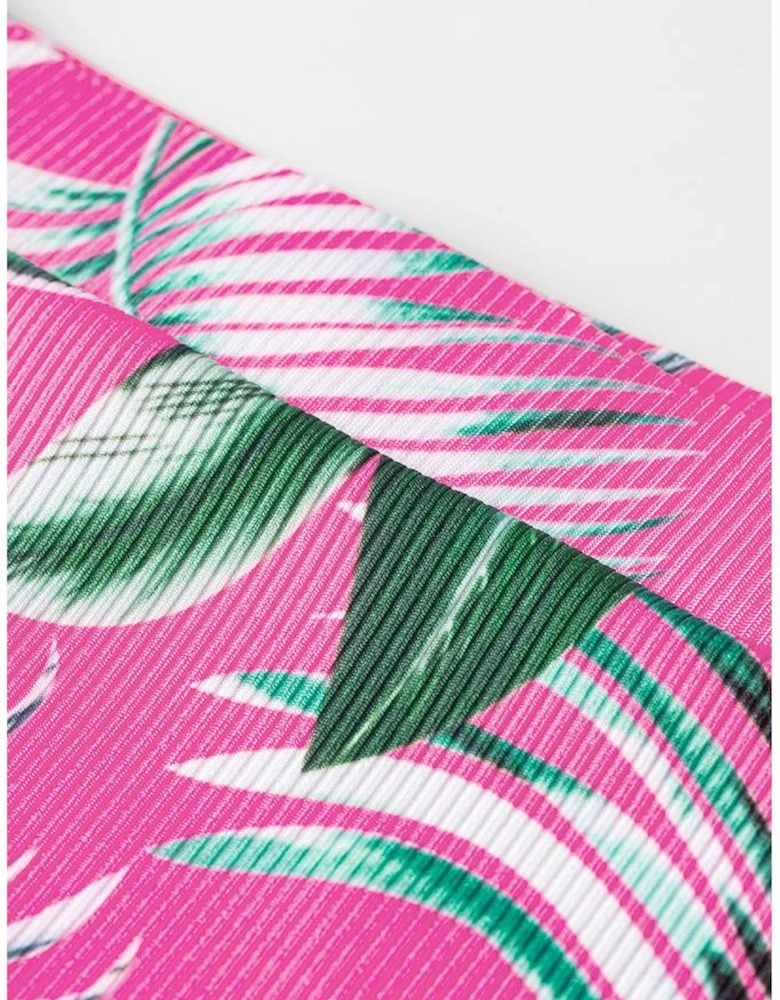 Rose Tropical Print Textured Bikini Bottoms