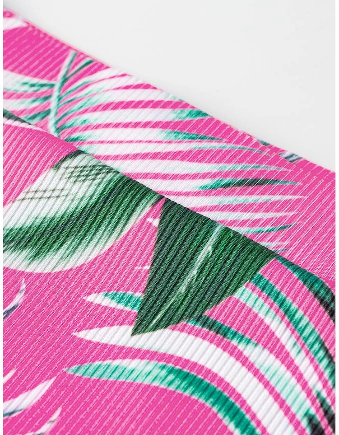 Rose Tropical Print Textured Bikini Bottoms