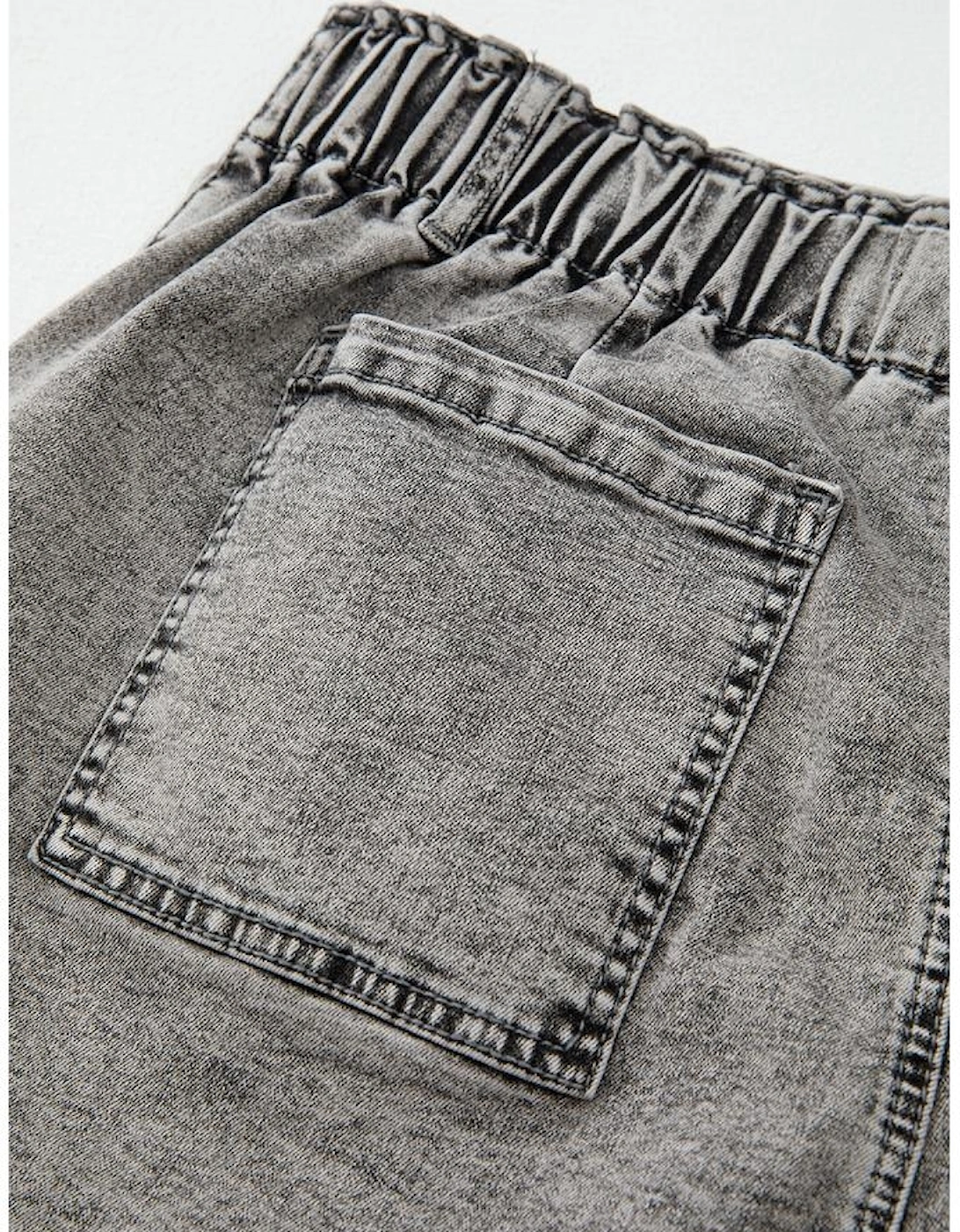 Gray Zipped Light Wash Cuffed Edge Denim Shorts