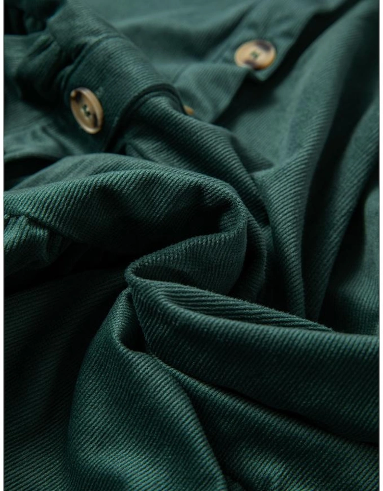 Skobeloff Corduroy Ruffle Tiered Buttoned O Neck Shirt