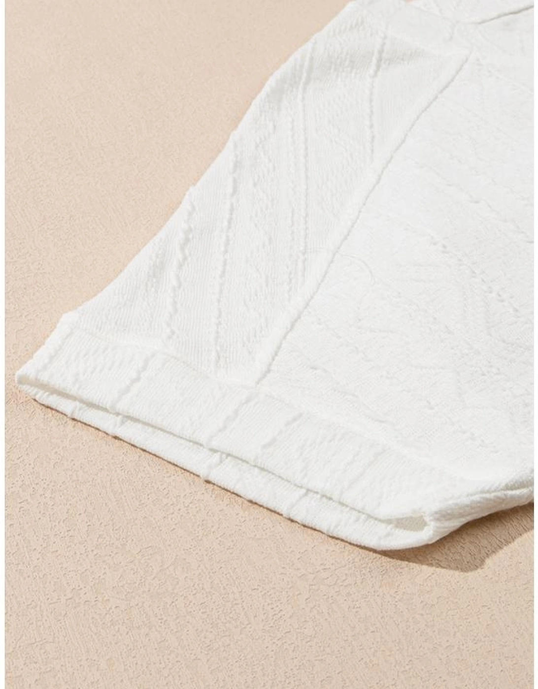 Jet Stream Textured Patched Pocket Short Sleeve Top Drawstring Shorts Set