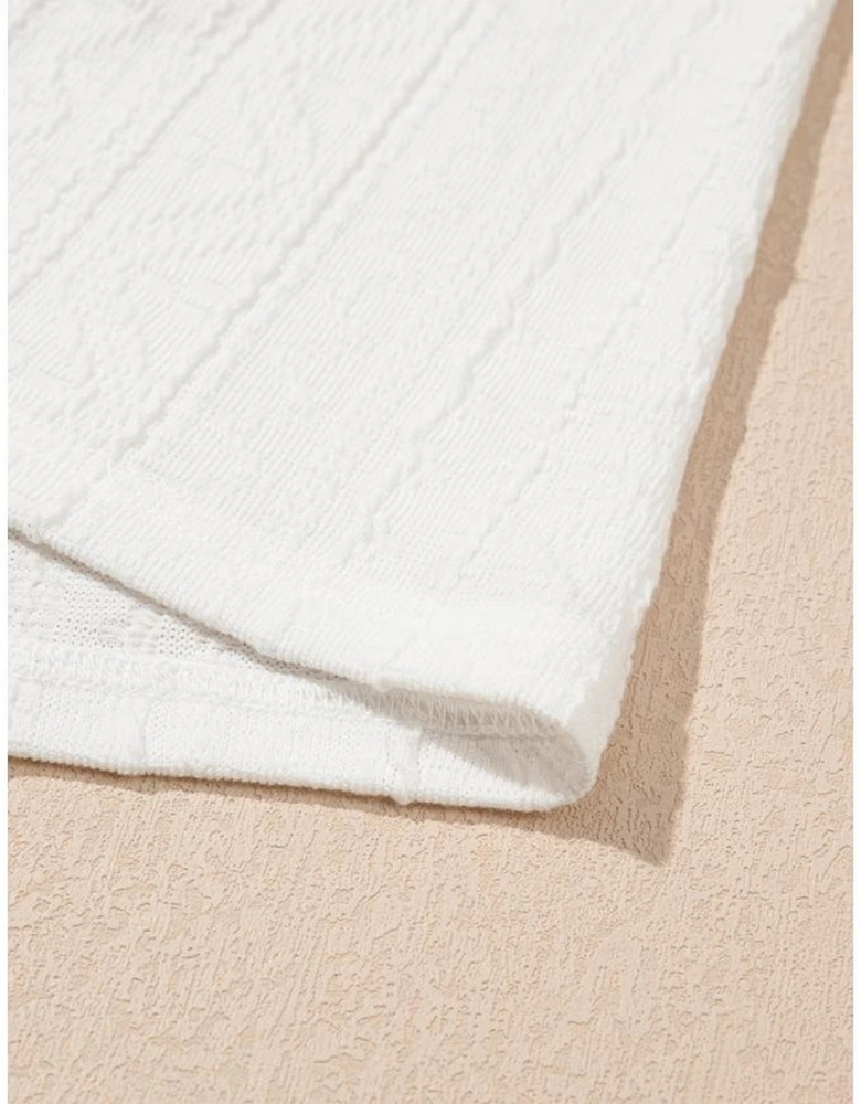 Jet Stream Textured Patched Pocket Short Sleeve Top Drawstring Shorts Set