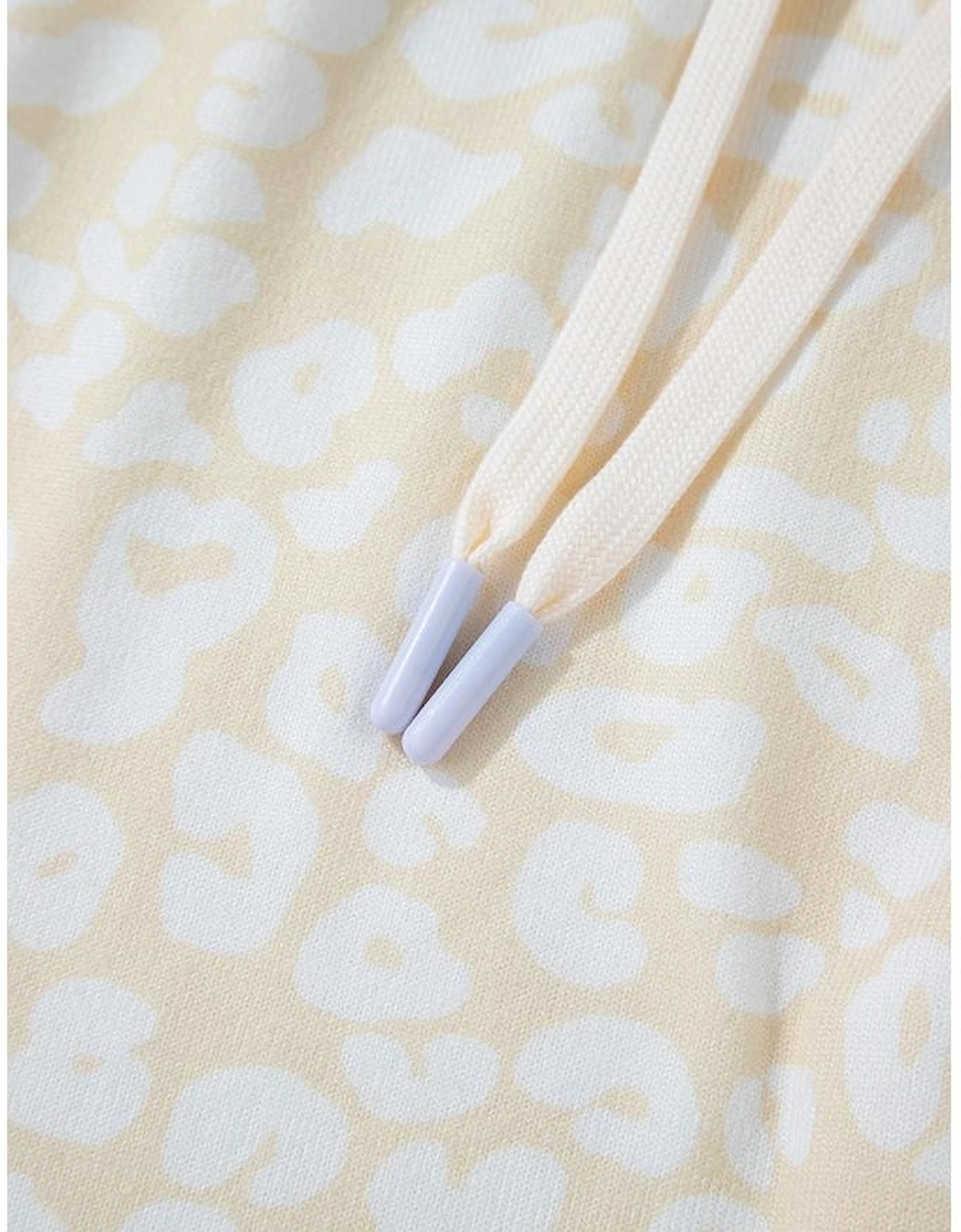 White Cheetah Print Two Piece Loose Fit Cozy Loungewear, 16 of 15