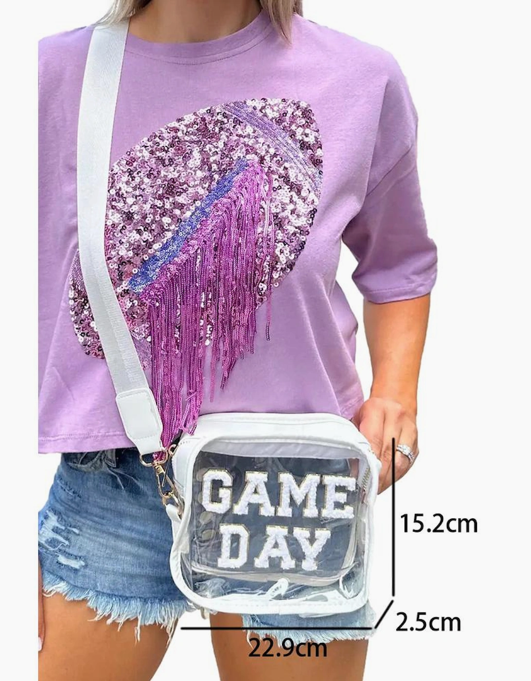 White GAME DAY Rugby Football Clear Shoulder Bag