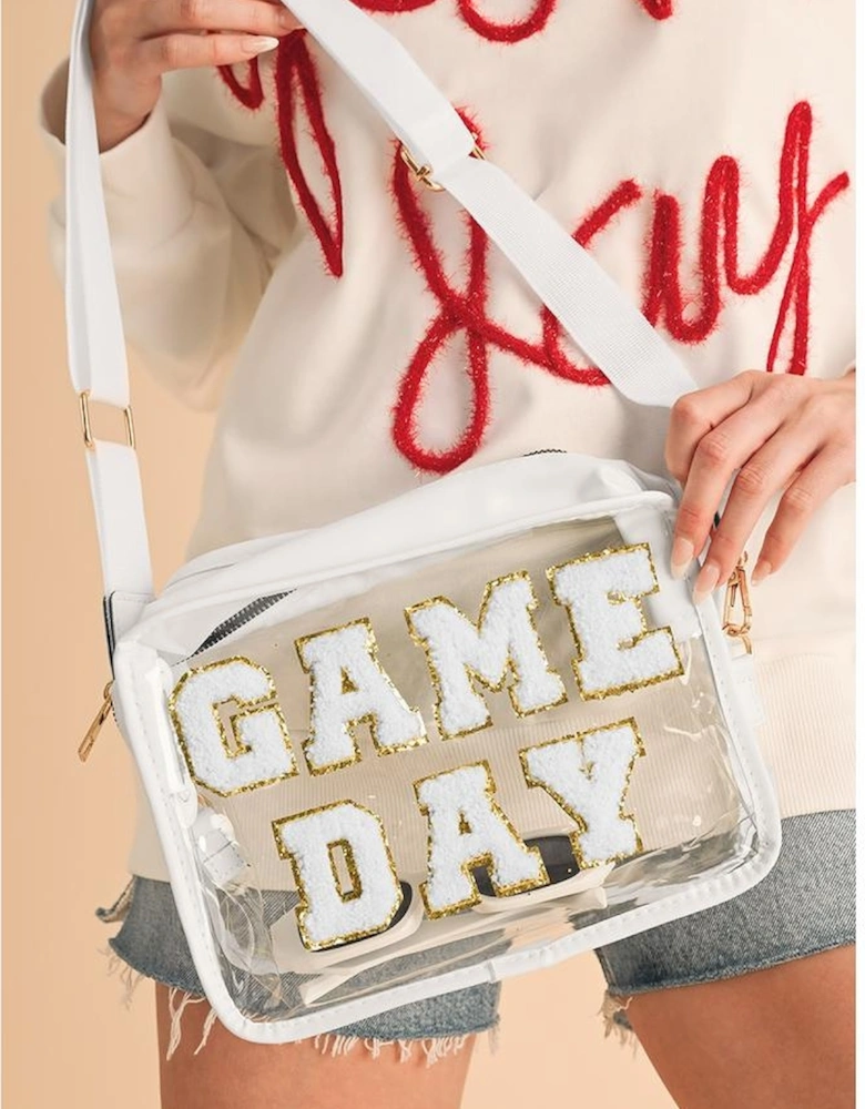 White GAME DAY Rugby Football Clear Shoulder Bag