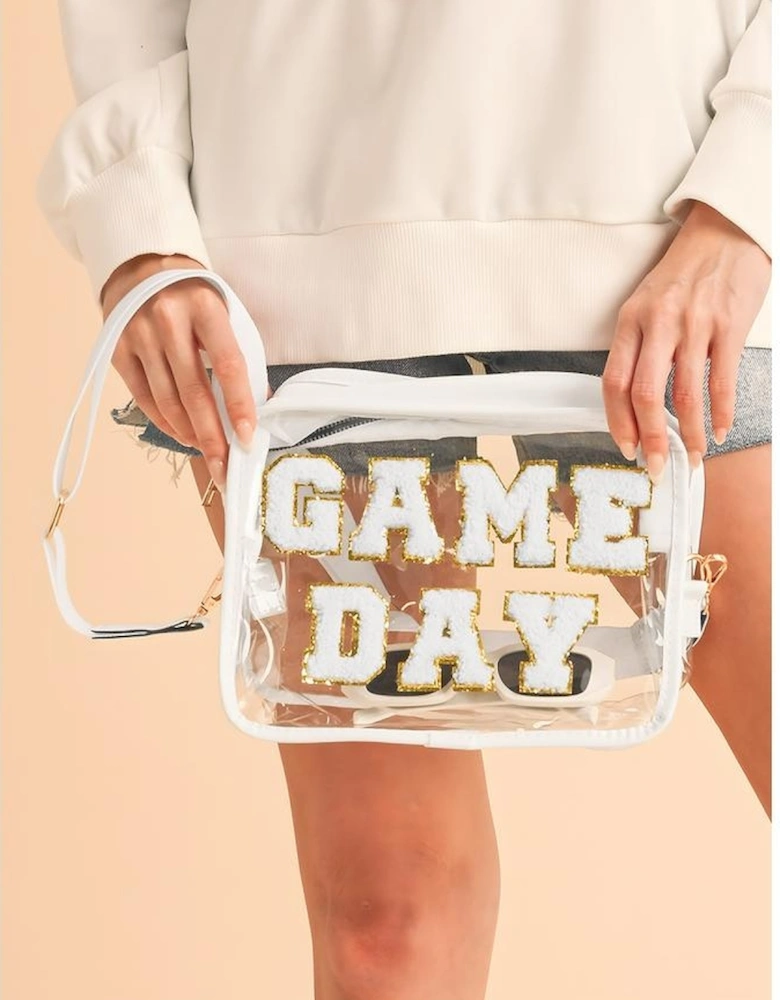 White GAME DAY Rugby Football Clear Shoulder Bag