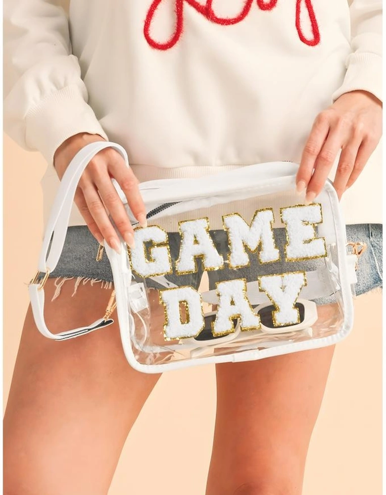 White GAME DAY Rugby Football Clear Shoulder Bag