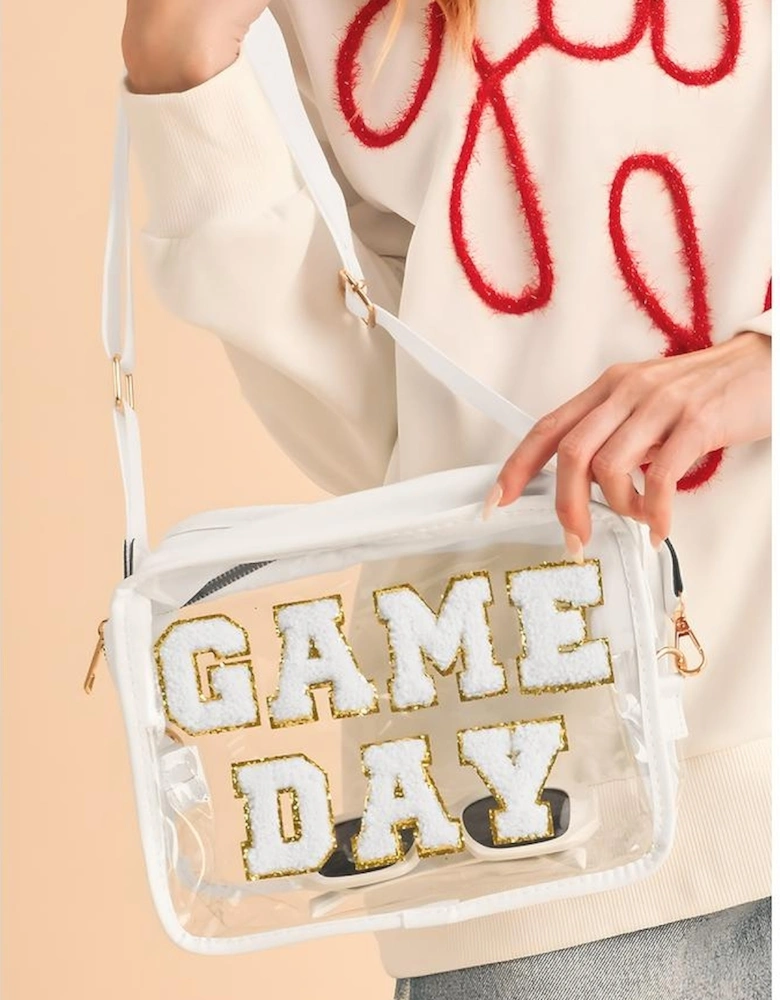 White GAME DAY Rugby Football Clear Shoulder Bag