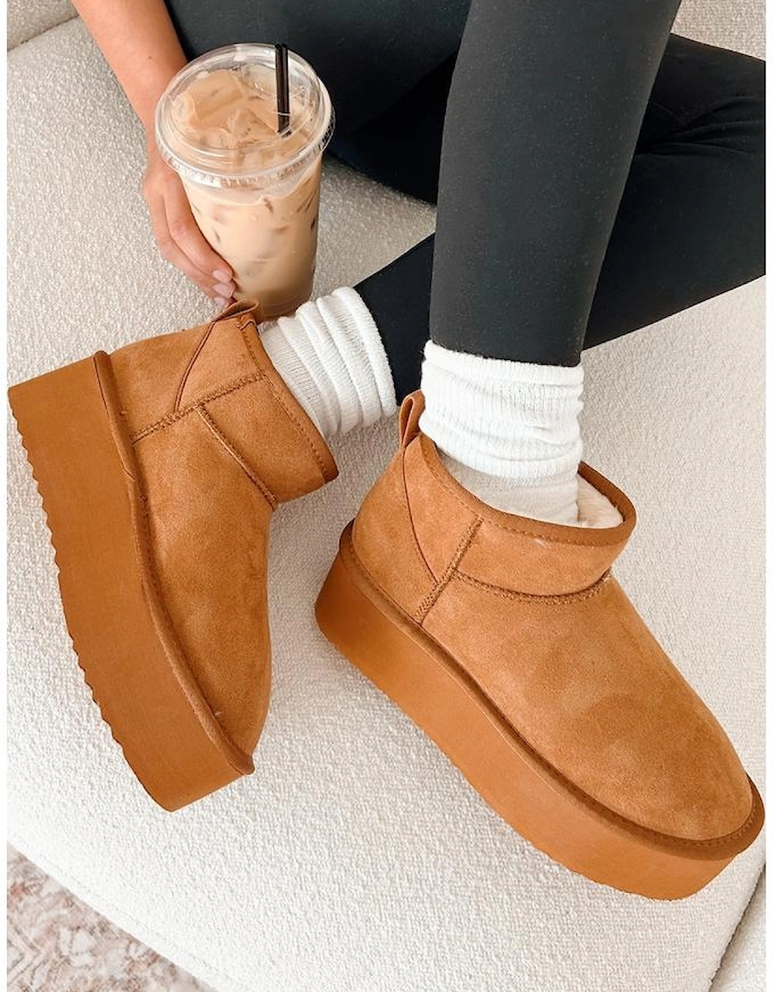 Chestnut Faux Fur Lined Suede Ankle Snow Boots