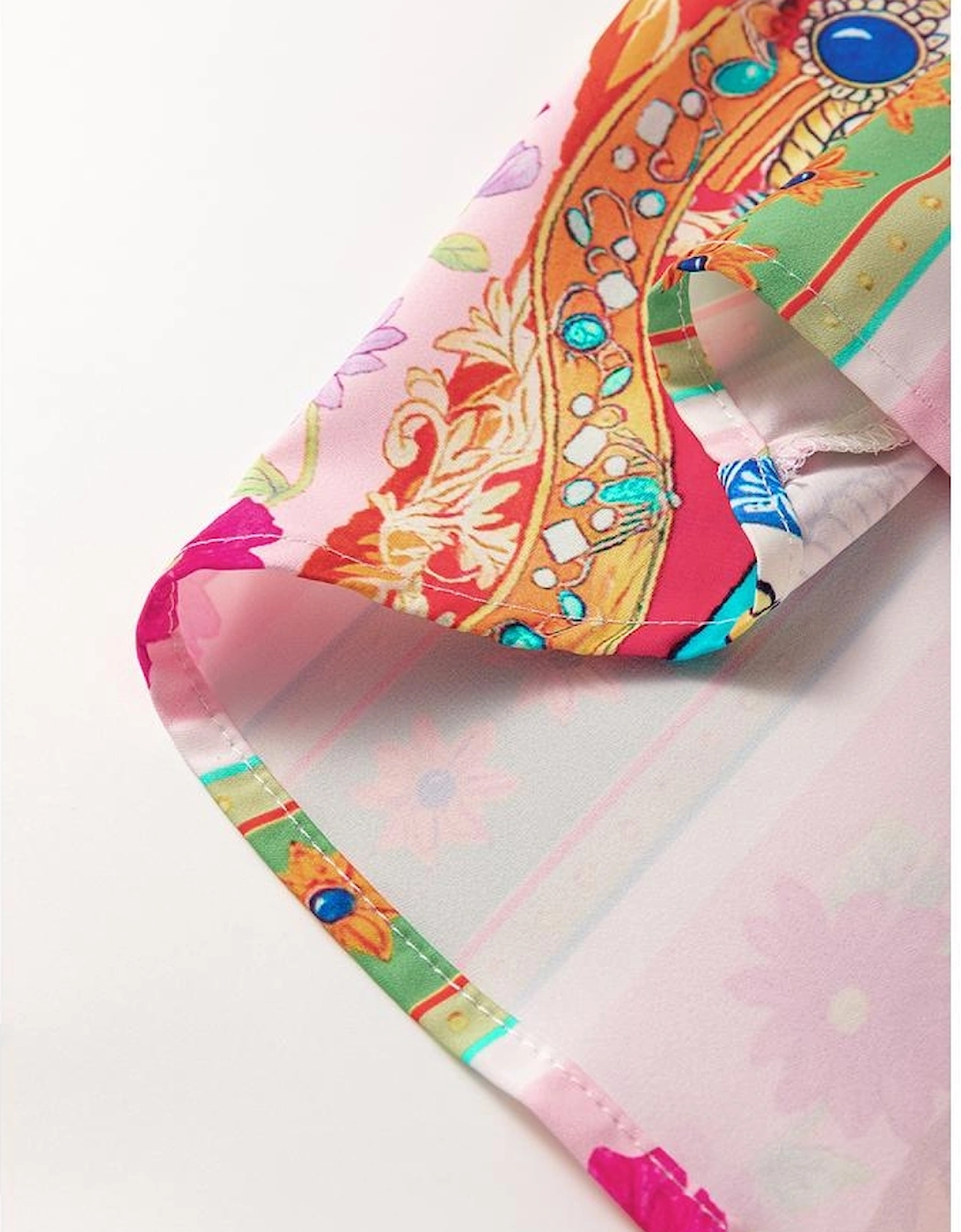 Multicolour Boho Floral Print Buttoned Long Sleeve Shirt Dress