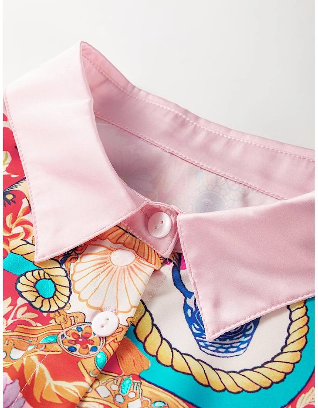 Multicolour Boho Floral Print Buttoned Long Sleeve Shirt Dress, 13 of 12