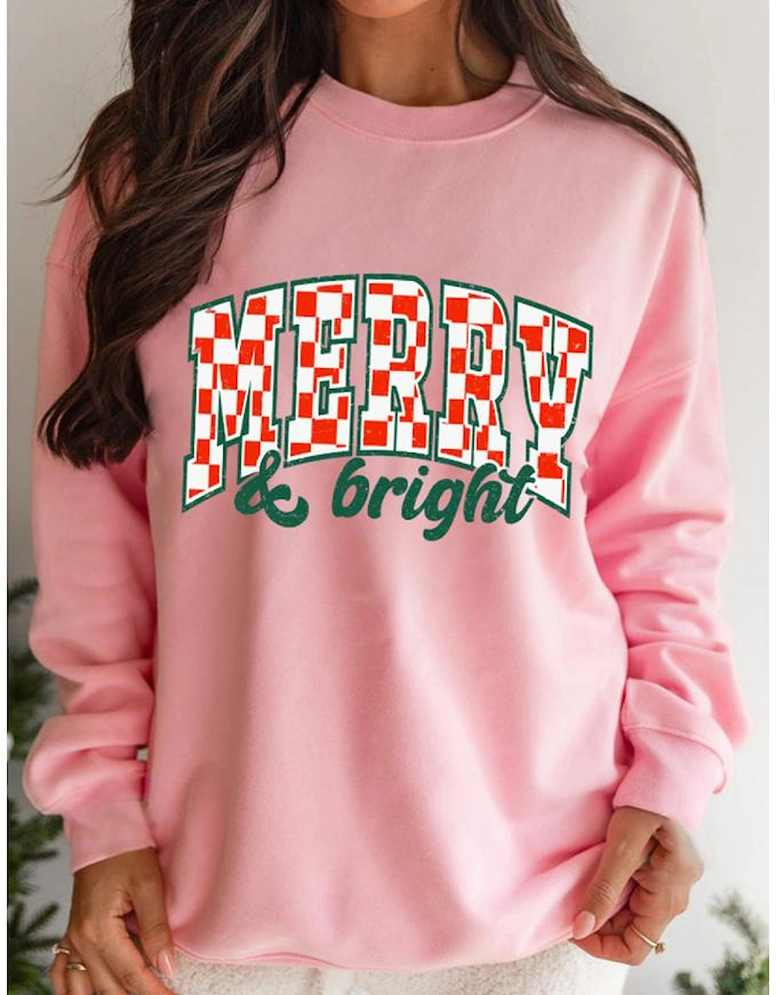 Pink MERRY & Bright Graphic Holiday Pullover Sweatshirt, 8 of 7