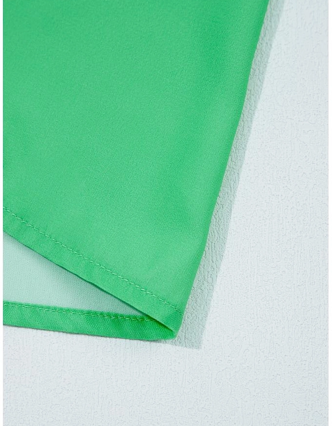 Green Floral Ric Rac Edge Puff Sleeve Button Up Summer Shirt