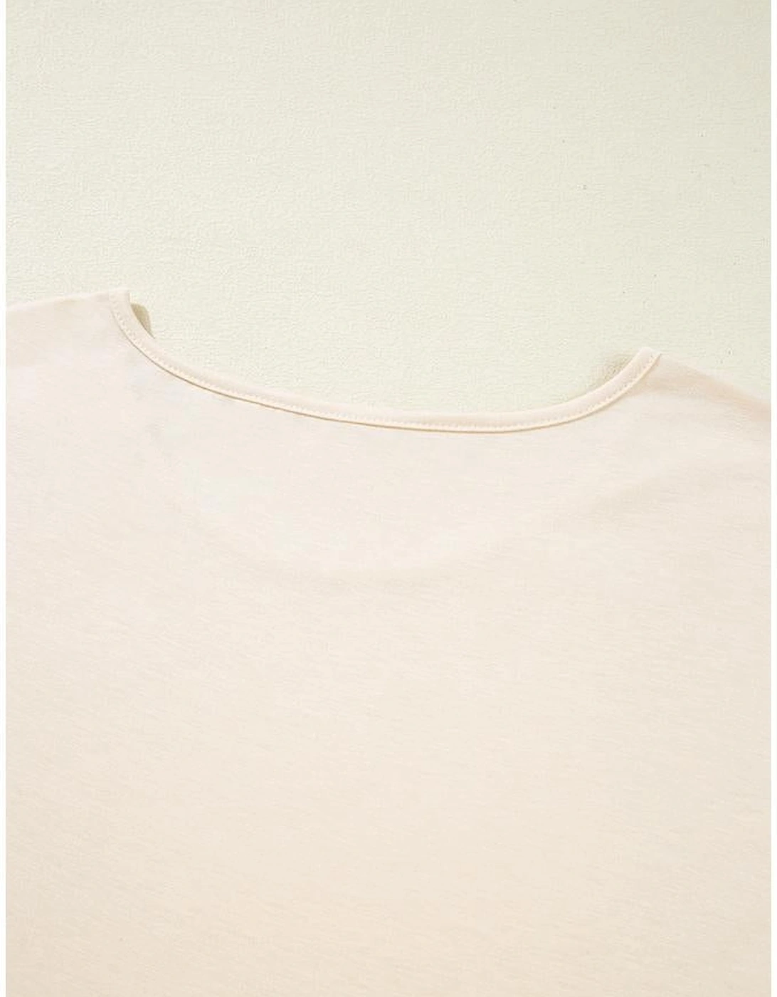 Parchment Lace Patchwork Short Sleeve Round Neck Plus Size Summer Top