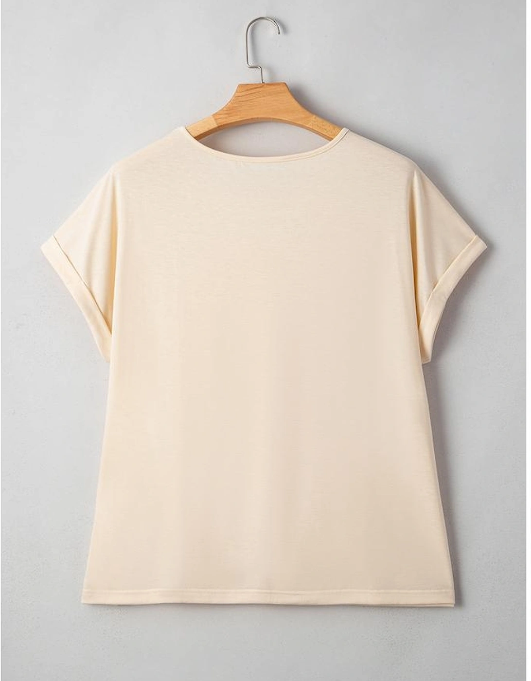 Parchment Lace Patchwork Short Sleeve Round Neck Plus Size Summer Top