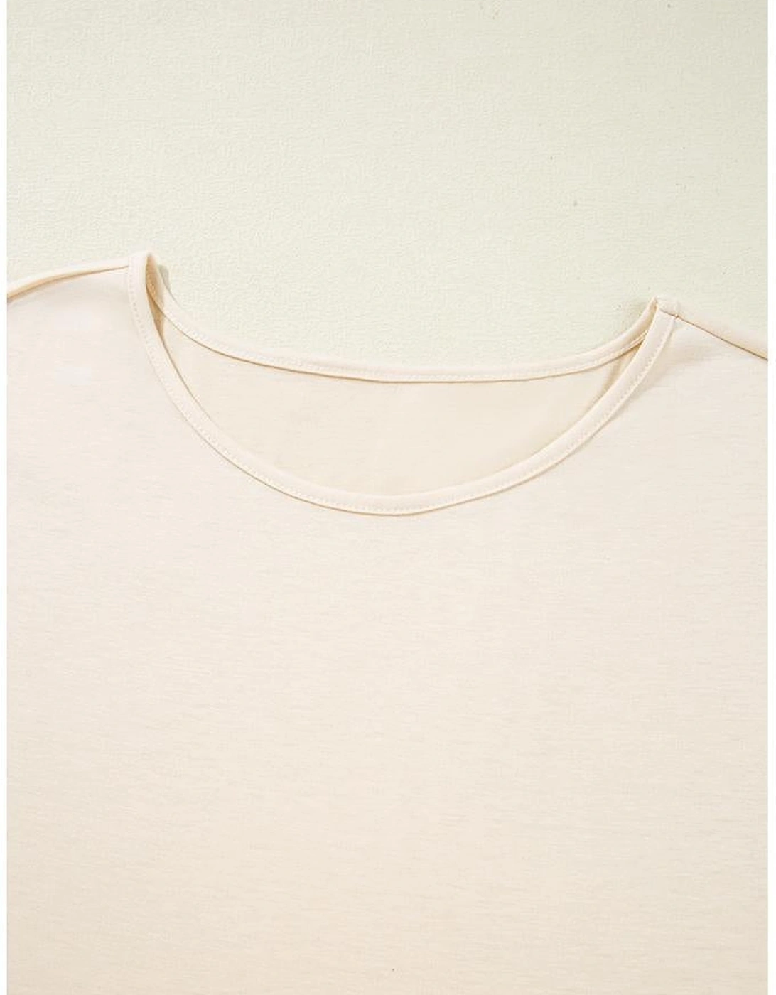 Parchment Lace Patchwork Short Sleeve Round Neck Plus Size Summer Top