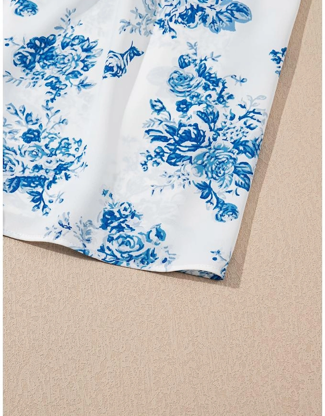 Sky Blue Floral Print Shirred Knot Shoulder Sleeveless Long Dress