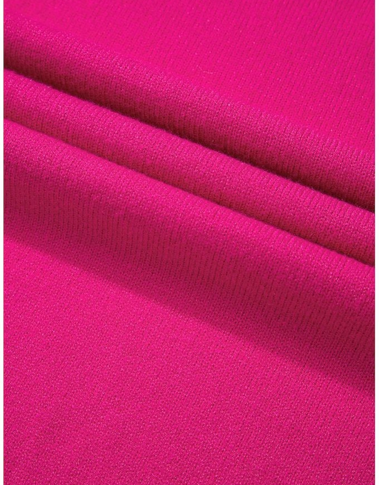 Strawberry Pink Pearled Decor Raglan Sleeve Plus Size Sweater