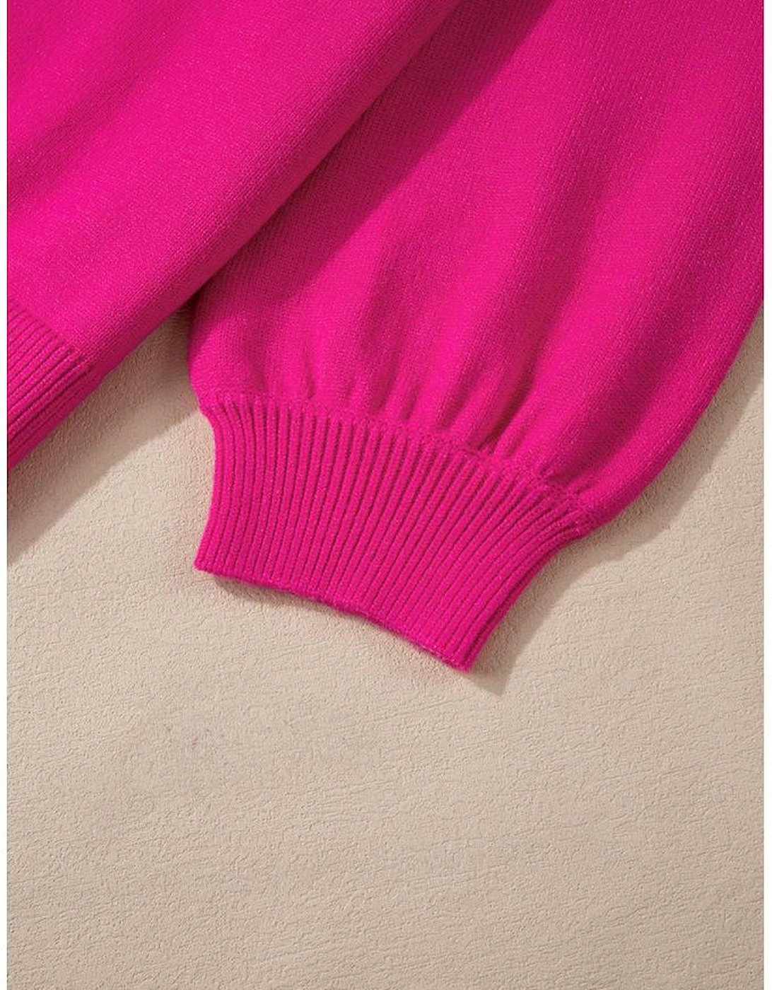 Strawberry Pink Pearled Decor Raglan Sleeve Plus Size Sweater