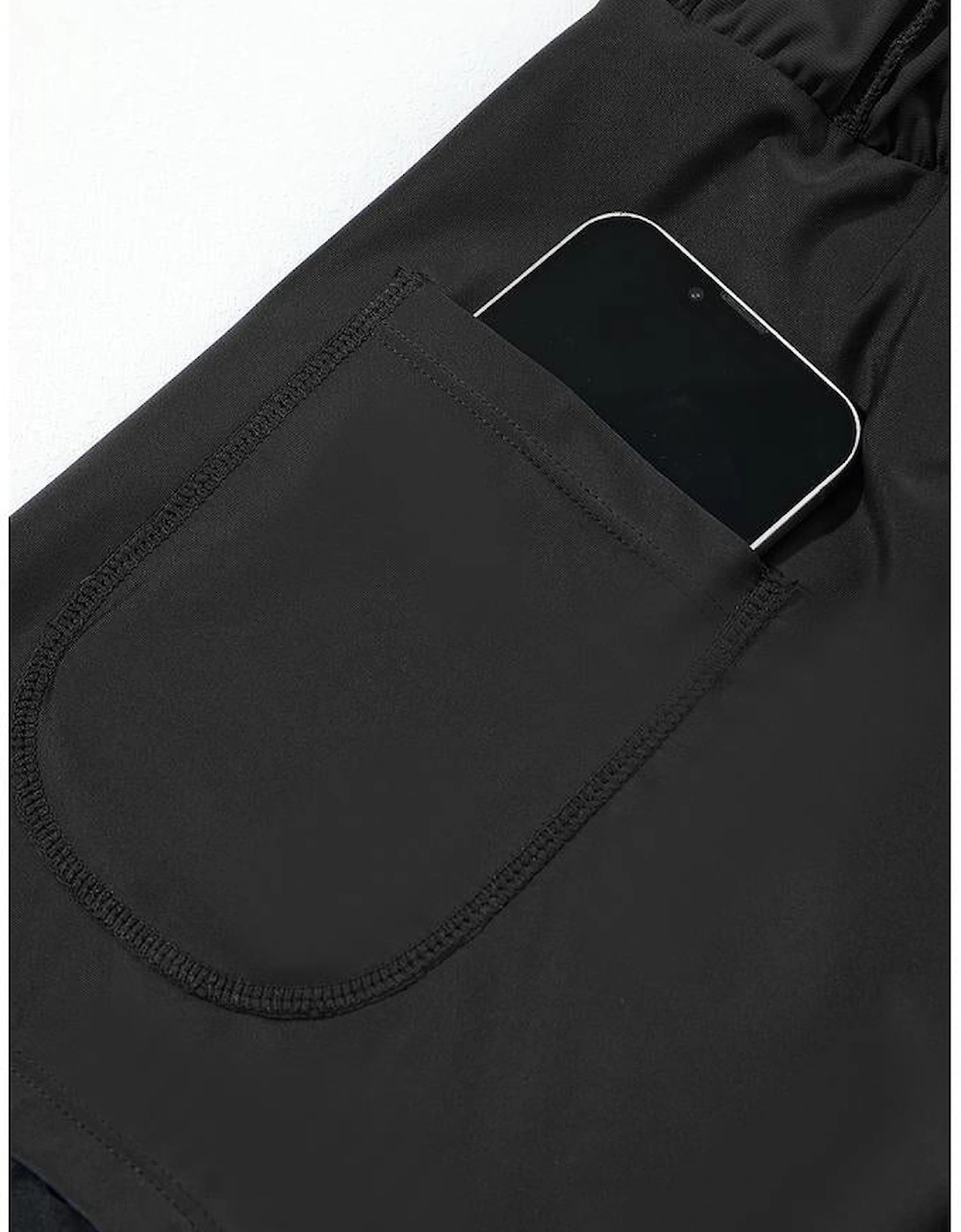 Black Pocketed Wide Waistband Swim Shorts