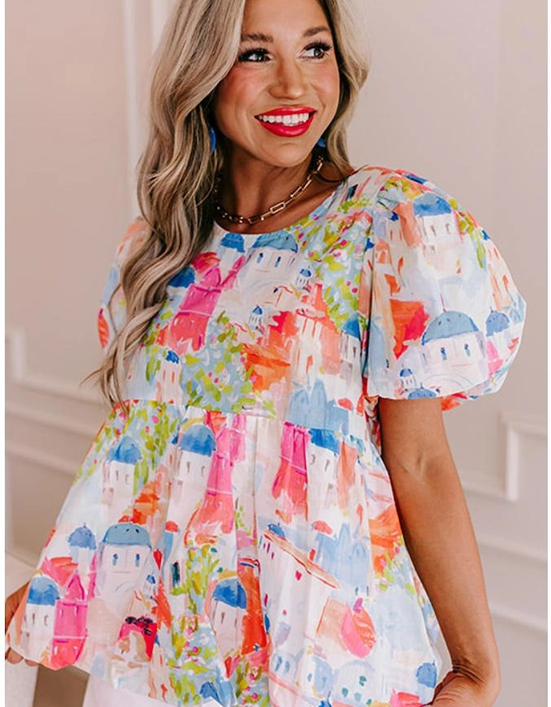 Sky Blue Parisian Avenue Babydoll Top