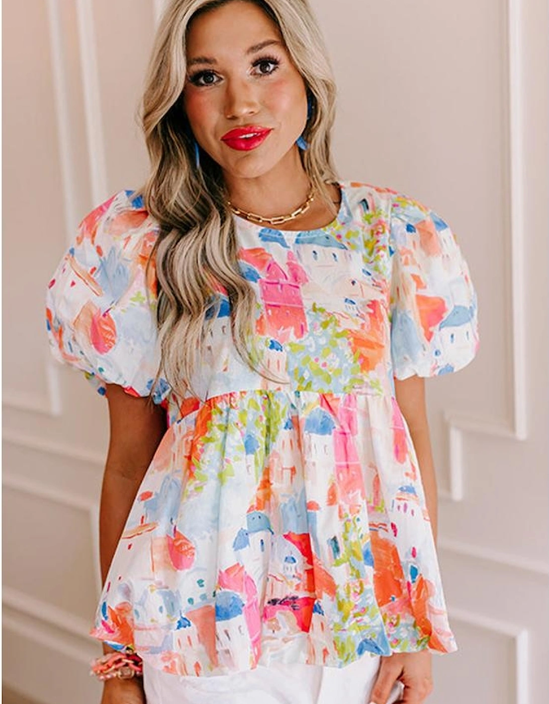 Sky Blue Parisian Avenue Babydoll Top