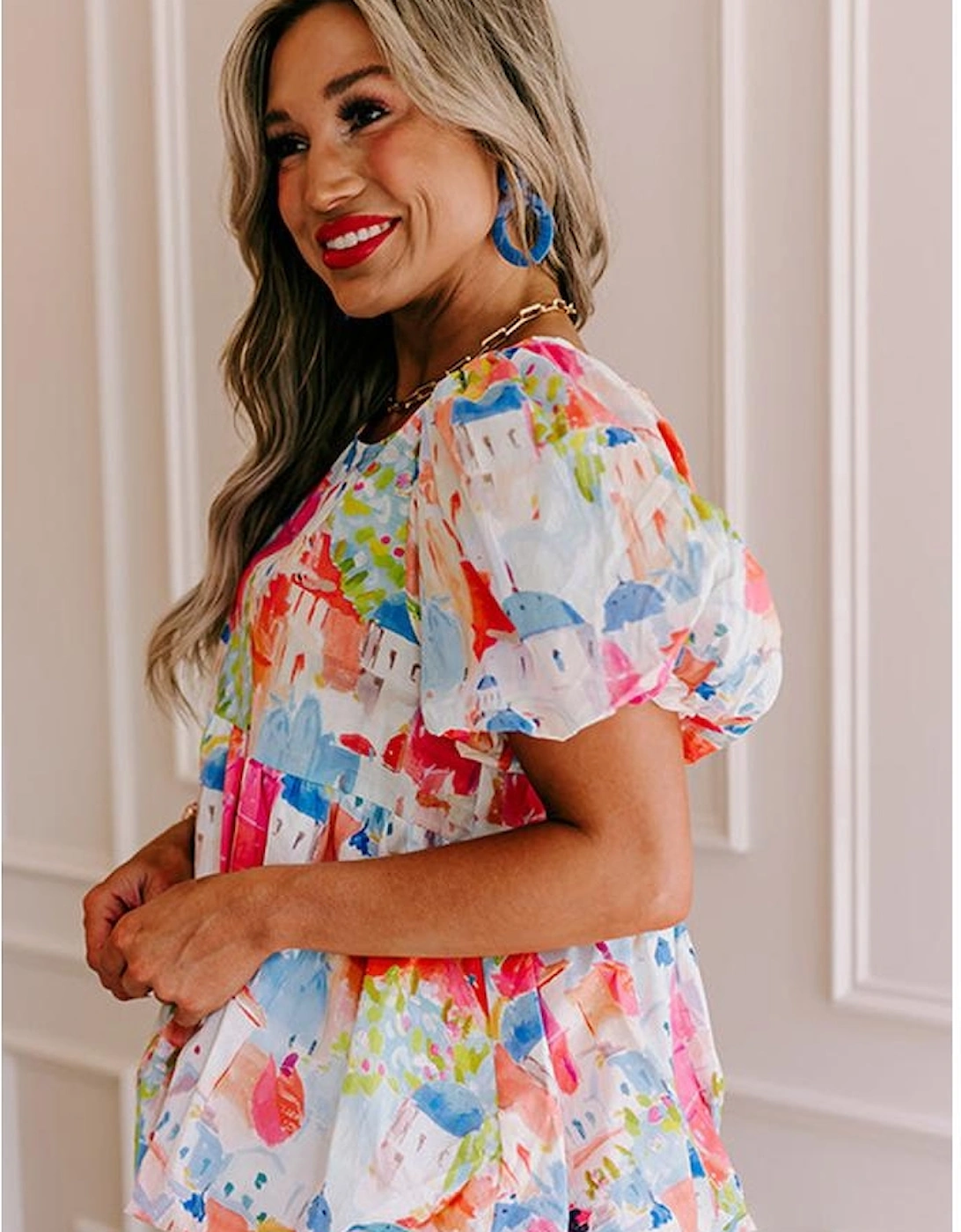 Sky Blue Parisian Avenue Babydoll Top